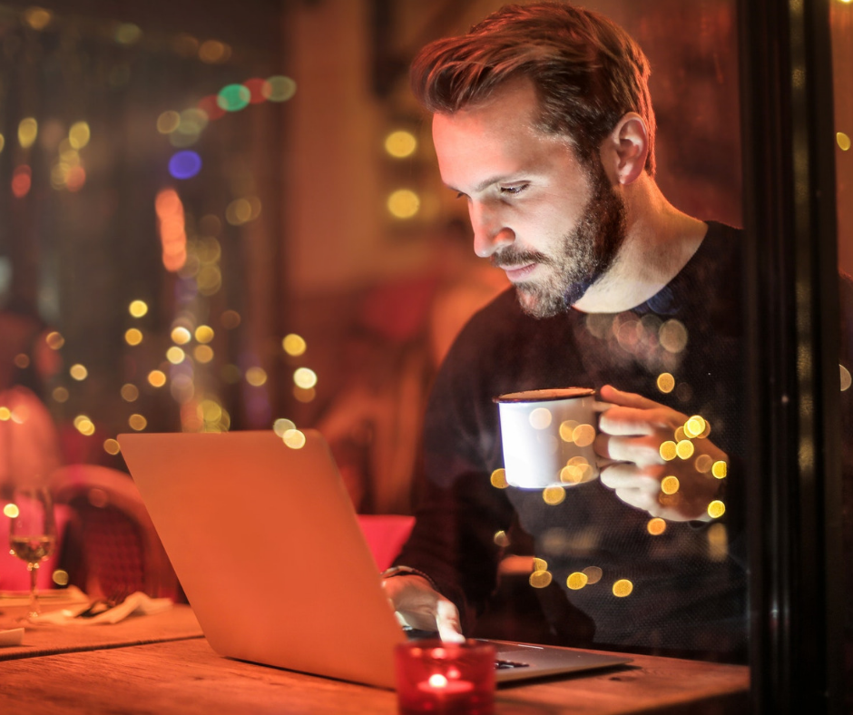 Man managing desktop