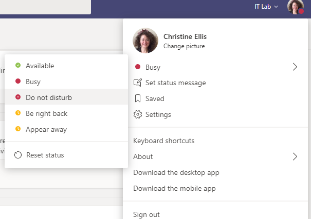 Teams do not disturb