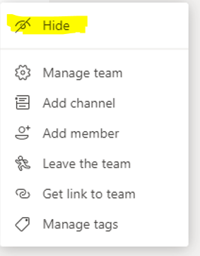 Teams hide