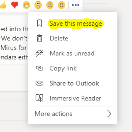 teams save message